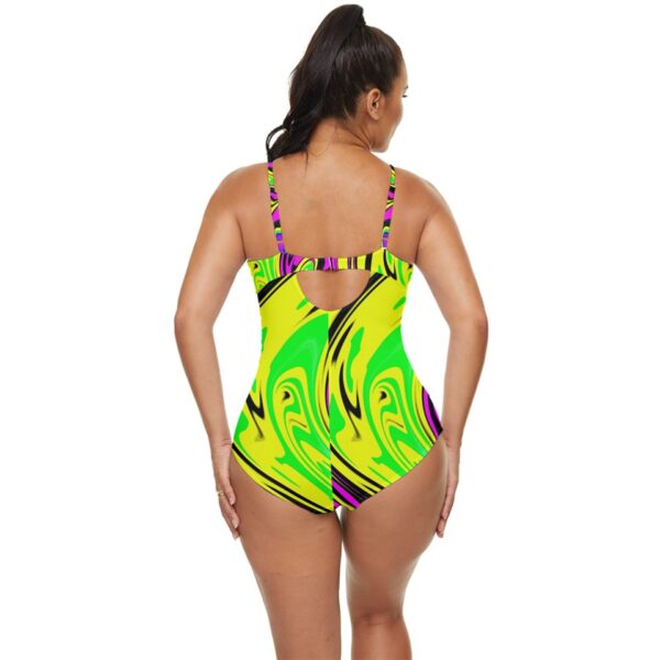 Back/rear view of Toxicity Empire Sweetheart Bra-Top One-Piece Keyhole Swimsuit