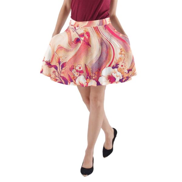 Coral Florals Pocketed A-Line Skirt