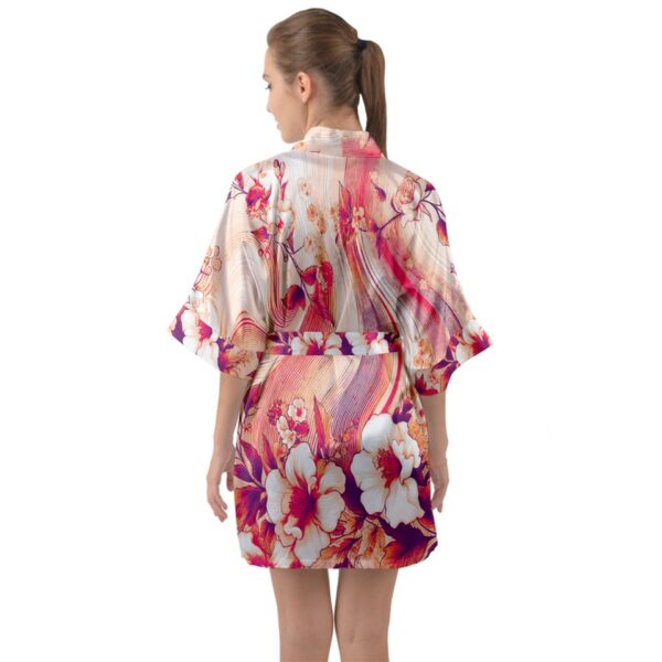 Coral Florals Satin Kimono - Image 2