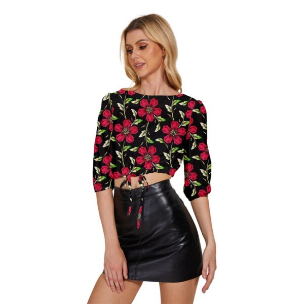 Summer Nights Half-Sleeve Pullover Drawstring Crop Top - Image 3