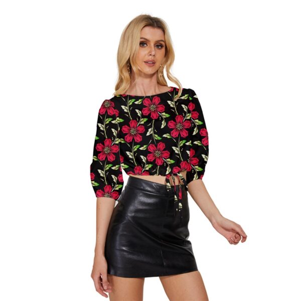 Summer Nights Half-Sleeve Pullover Drawstring Crop Top - Image 4