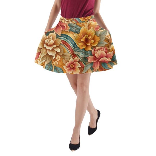 Sunset Florals Pocketed A-Line Skirt