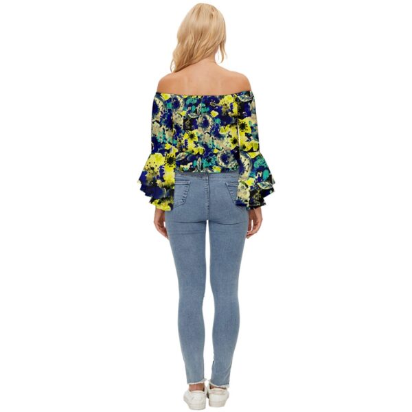 Bloom Off Shoulder Flutter Bell Sleeve Top - Image 2