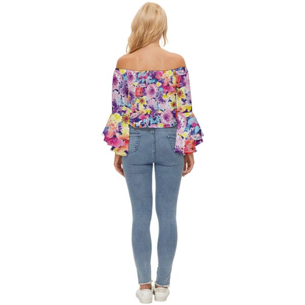 Blossom Off Shoulder Flutter Bell Sleeve Top - Image 2