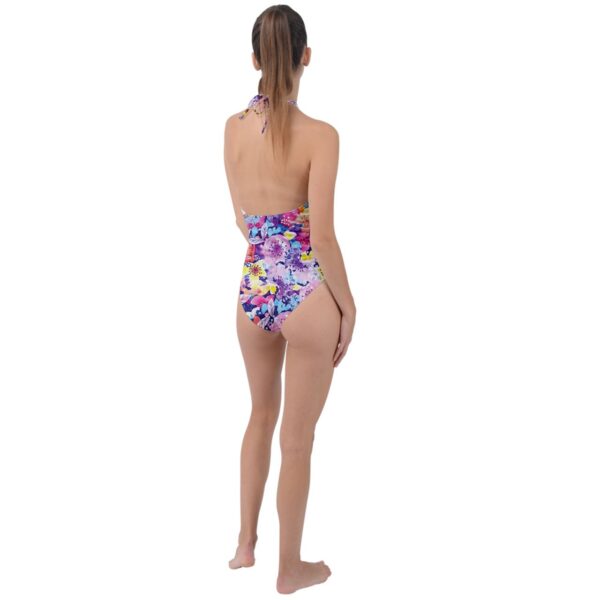 Blossom Plunge Keyhole Halter Swimsuit - Image 2