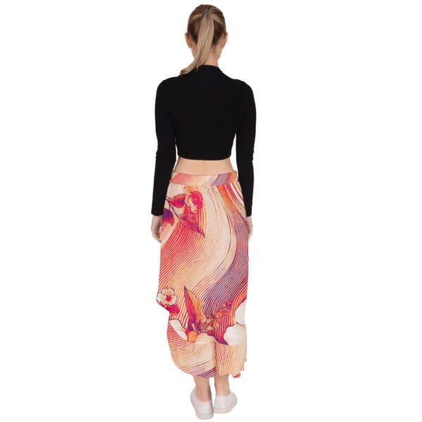 Coral Florals Ruffled Asymmetrical Maxi Skirt - Image 3