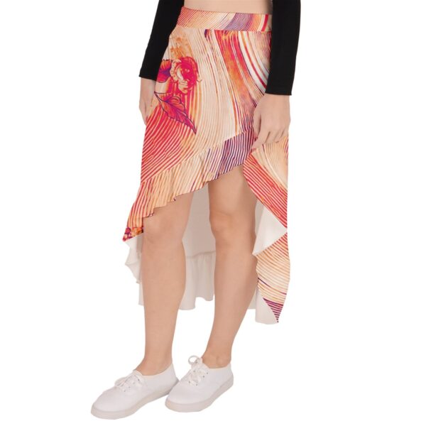 Coral Florals Ruffled Asymmetrical Maxi Skirt - Image 2