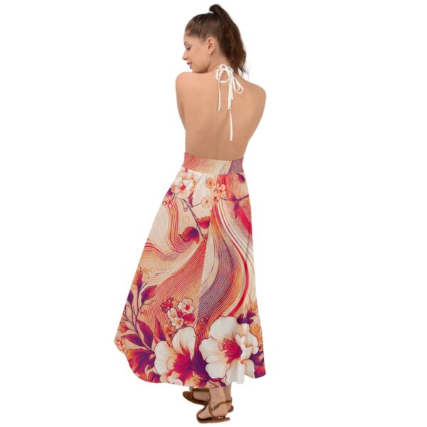 Coral Florals Backless Maxi Beach Dress - Image 4