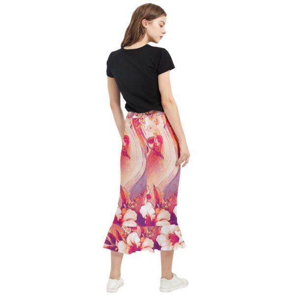 Coral Florals Chiffon Fishtail Maxi Skirt - Image 2