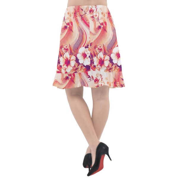 Coral Florals Chiffon Fishtail Midi Skirt - Image 2