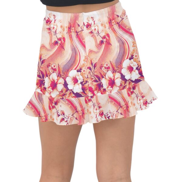 Coral Florals Chiffon Fishtail Mini Skirt - Image 2