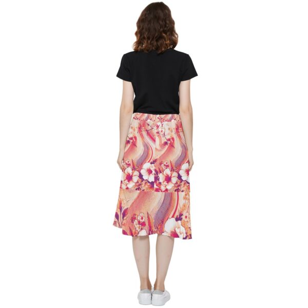 Coral Florals Chiffon Ruffled Asymmetrical Midi Skirt - Image 2