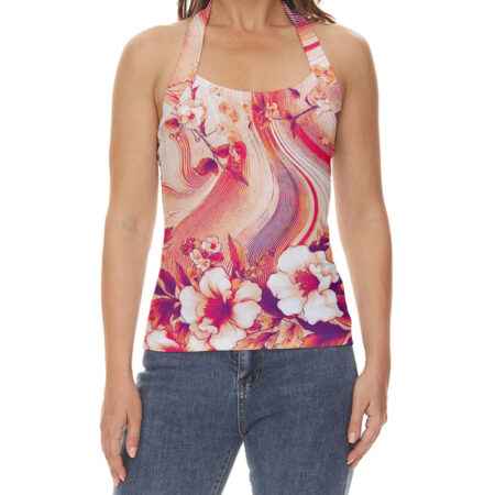 Coral Florals Classic Halter Top