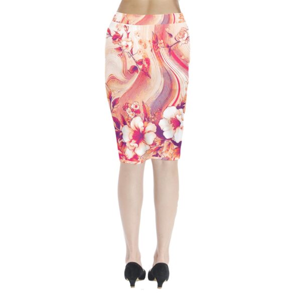 Coral Florals Slit Wrap Bodycon Skirt - Image 2