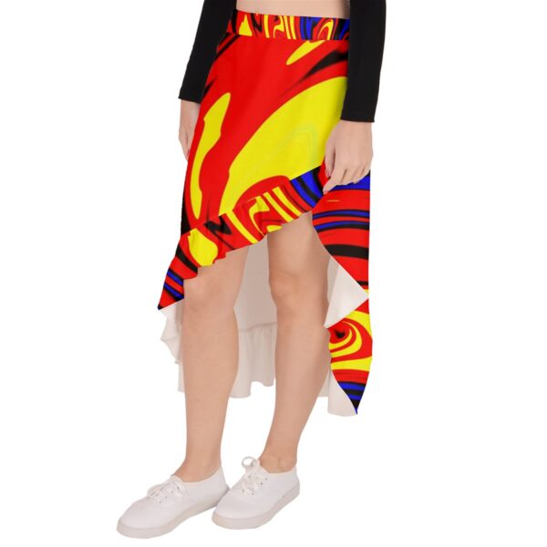 Hellfire Ruffled Asymmetrical Maxi Skirt - Image 2