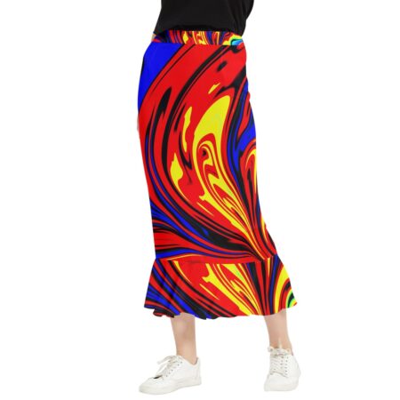 Hellfire Chiffon Fishtail Maxi Skirt