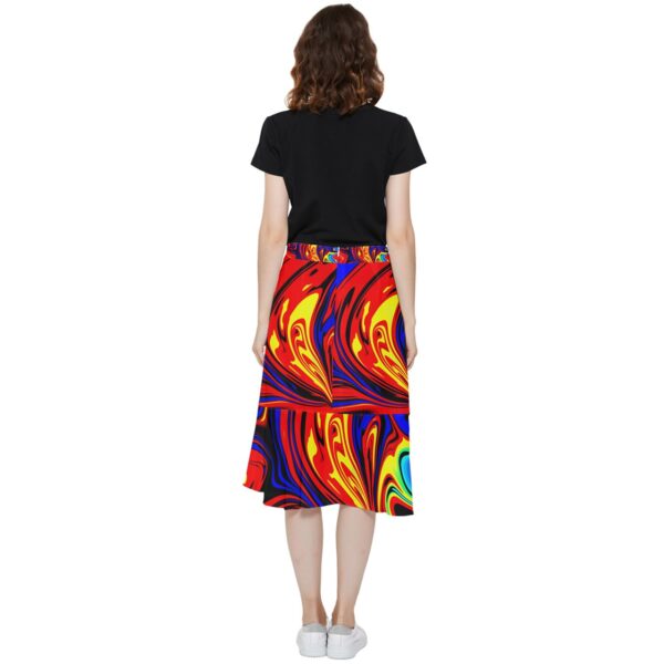 Hellfire Chiffon Ruffled Asymmetrical Midi Skirt - Image 2