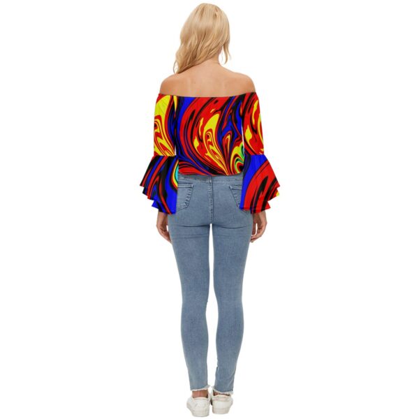 Hellfire Off Shoulder Flutter Bell Sleeve Top - Image 2