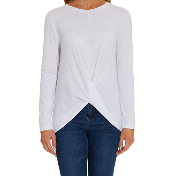 Vino Dolce Long Sleeve Asymmetrical Twist Top - Image 3