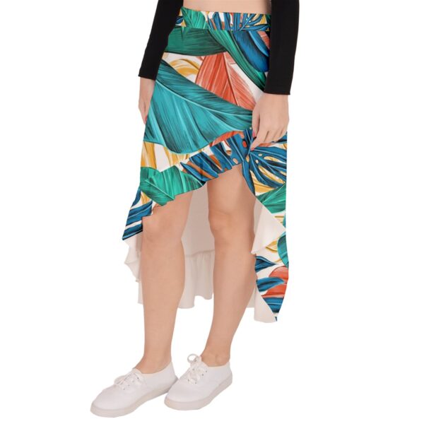 Monstera Ruffled Asymmetrical Maxi Skirt - Image 2