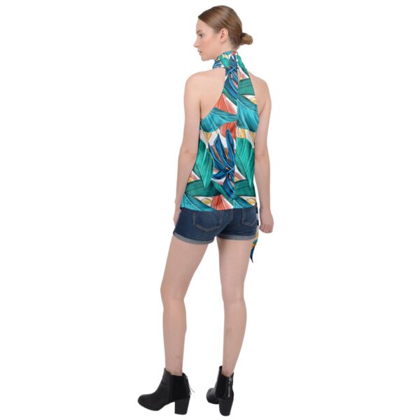 Monstera Asymmetrical Satin Halter Top - Image 2