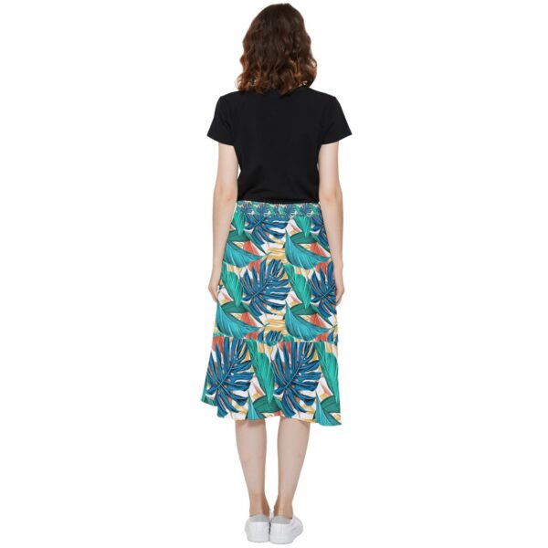 Monstera Chiffon Ruffled Asymmetrical Midi Skirt - Image 2