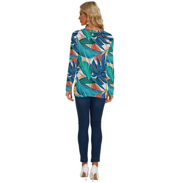 Monstera Long Sleeve Asymmetrical Twist Top - Image 2