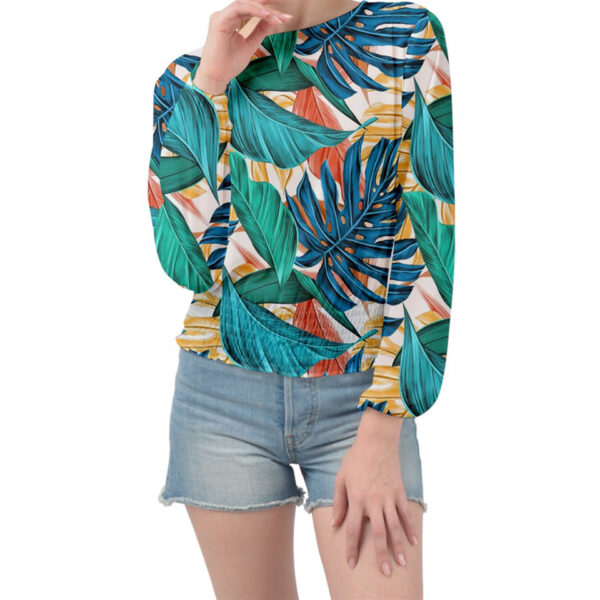 Monstera Shirred Chiffon Blouse