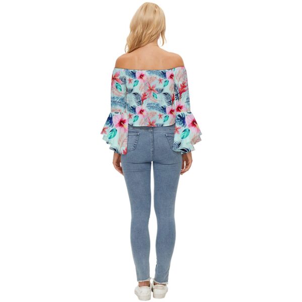 Pastel Paradise Off Shoulder Flutter Bell Sleeve Top - Image 2