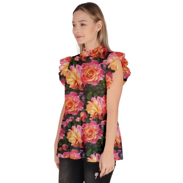 Rosalia Ruffled Chiffon Cap Sleeve Blouse - Image 2