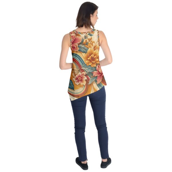 Sunset Florals Asymmetrical Sleeveless Top - Image 2