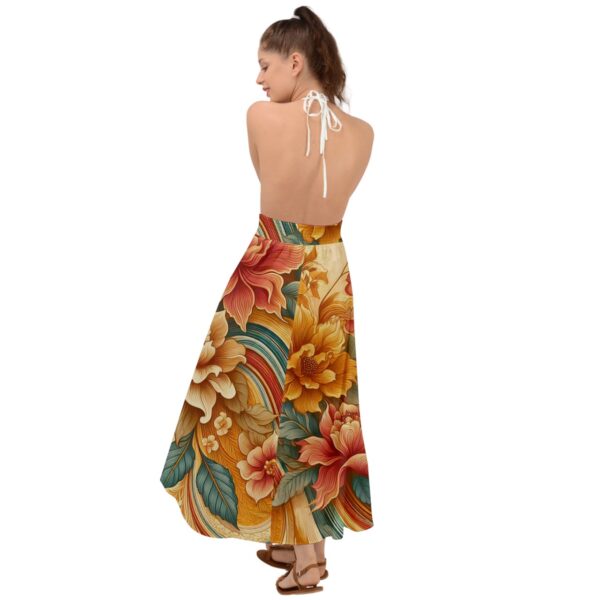 Sunset Florals Backless Maxi Beach Dress - Image 2