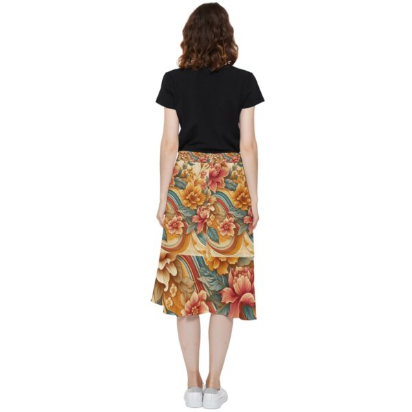 Sunset Florals Chiffon Ruffled Asymmetrical Midi Skirt - Image 2