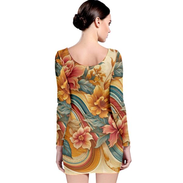 Sunset Florals Classic Long Sleeve Bodycon Dress - Image 2