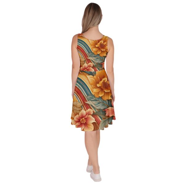 Sunset Florals Classic Pocketed Fit & Flare Dress - Image 2