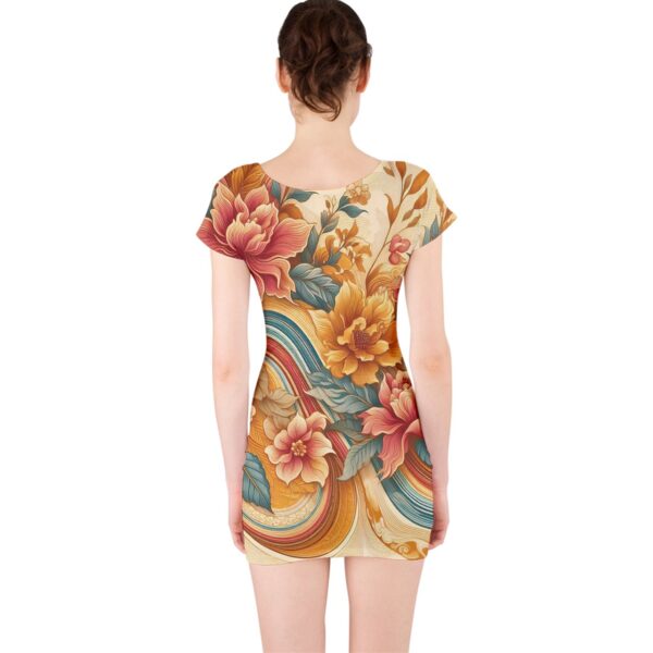 Sunset Florals Classic Short Sleeve Bodycon Dress - Image 2