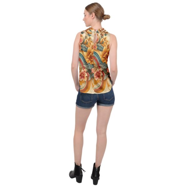 Sunset Florals High Neck Satin Top - Image 2