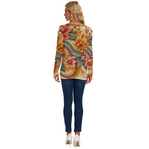 Sunset Florals Long Sleeve Asymmetrical Twist Top - Image 2