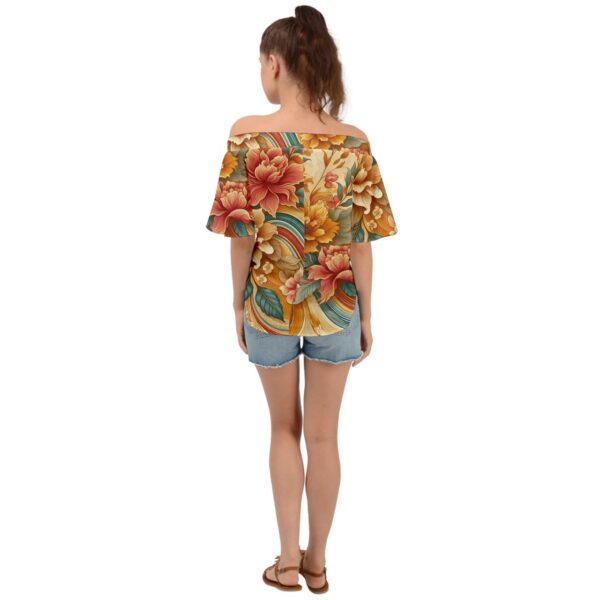 Sunset Florals Off Shoulder Short Sleeve Top - Image 2