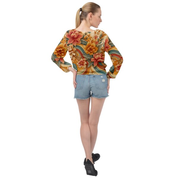 Sunset Florals Shirred Chiffon Blouse - Image 2