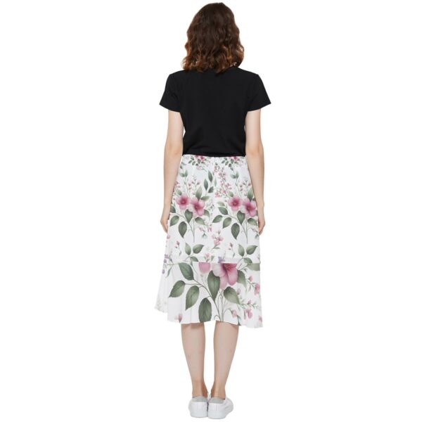 Wedding Chiffon Ruffled Asymmetrical Midi Skirt - Image 2