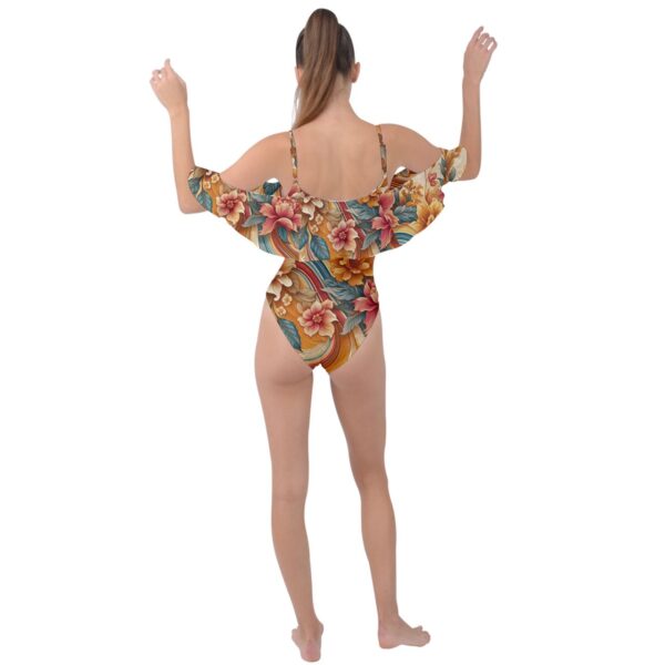 Sunset Florals Flounce Off-Shoulder One Piece Swimsuit - Image 2